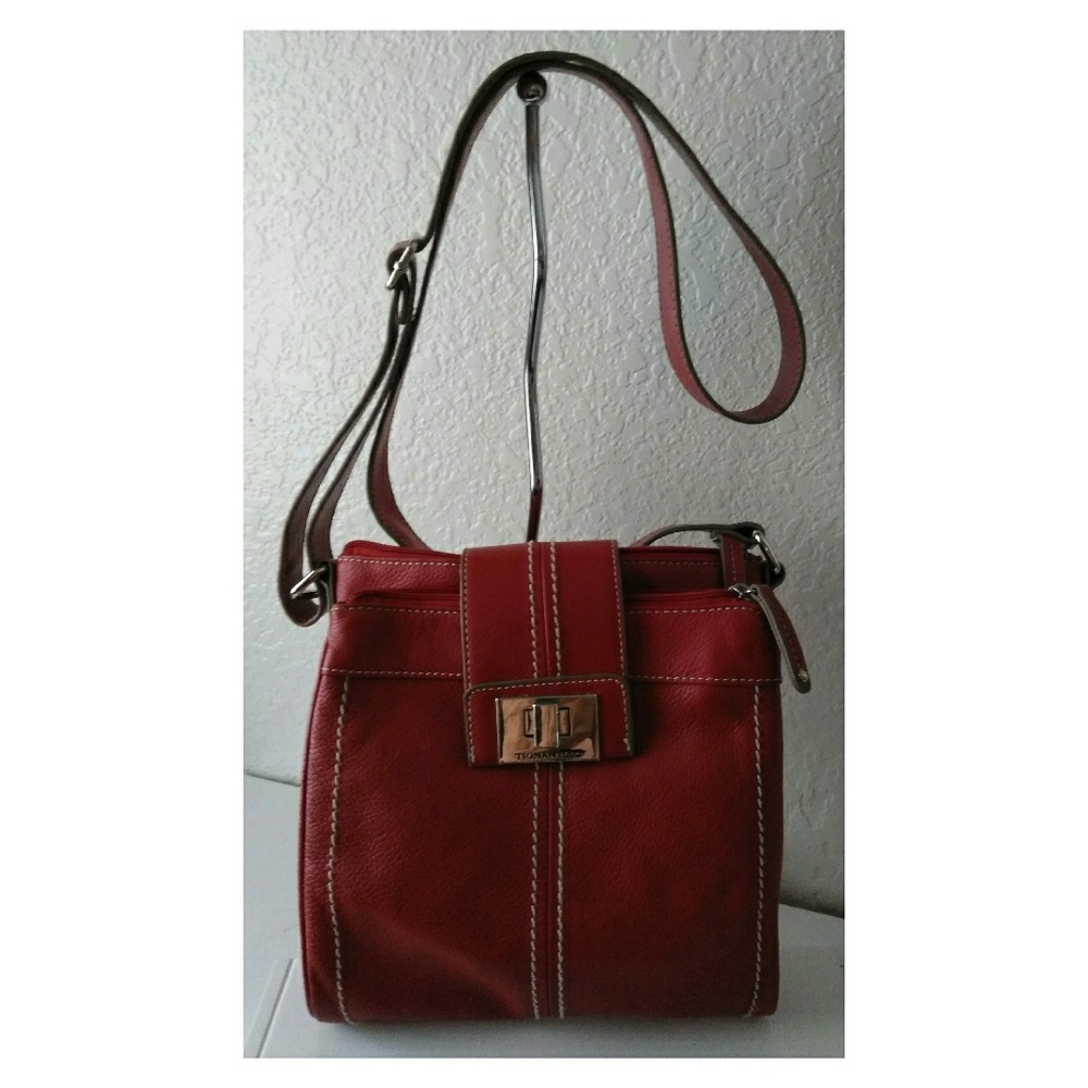 Tignanello Red Leather Crossbody Bag